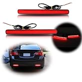 KENRTIR Red Lens 48-SMD LED Bumper Reflector Lights Compatible with 2009 2010 2011 2012 2013 2014 Acura TSX, Function as Tail, Brake &amp; Rear Fog Lamps (Euro Accord)
