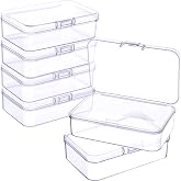 Jetec 6 Pieces Small Clear Plastic Storage Box, 3.3 x 2.1 x 1 Inch | Clear Storage Box with Visible Sorting, Small Plastic Containers for Beads Jewelry Crafts, Hinged Lids, Portable Containers