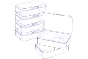 6 Pieces Mini Plastic Clear Beads Storage Containers Box for Collecting Small Items, Beads, Jewelry, Business Cards, Game Pie