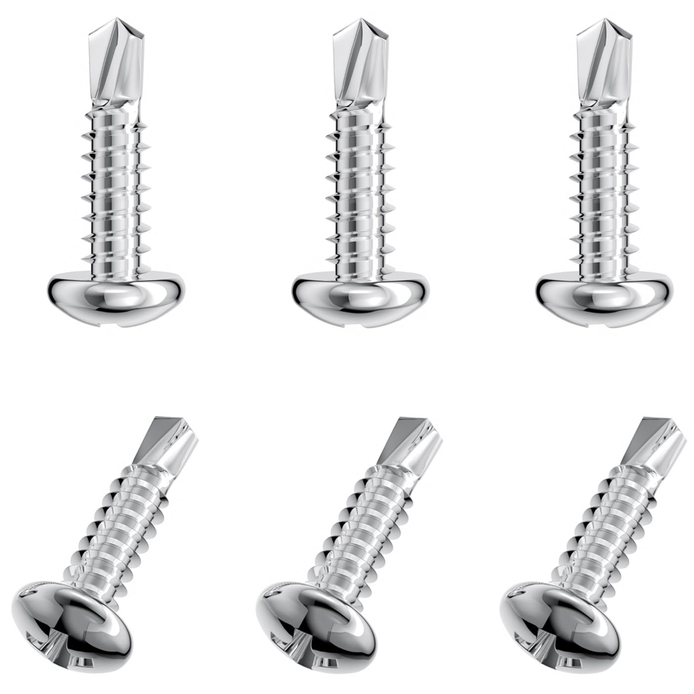 50 PCS Stainless Steel Round Head Drilling Self Tapping Screws for Metal (M4.8 * 19mm)
