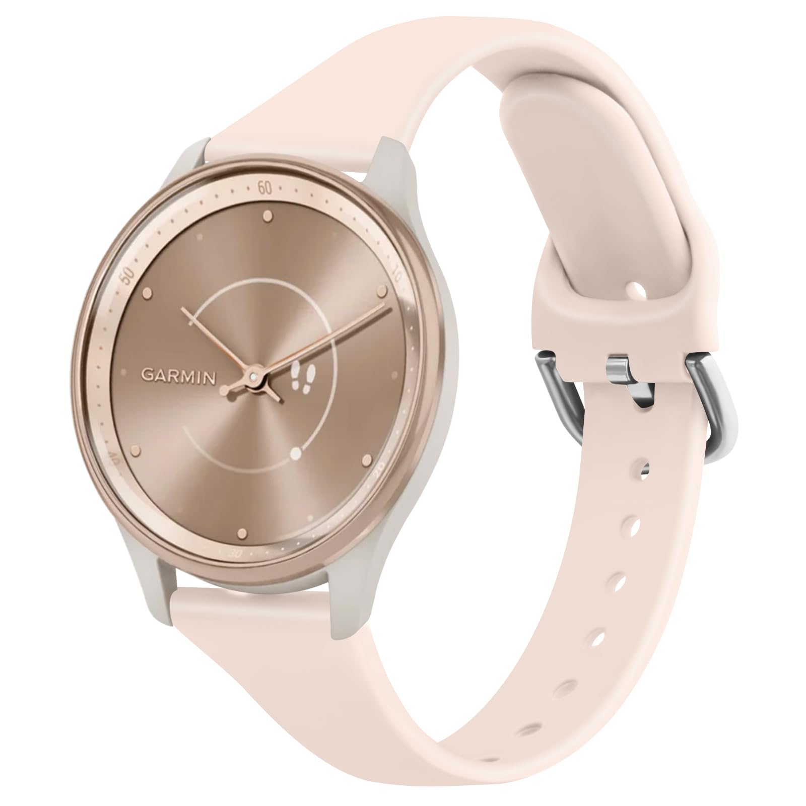 Slim 20mm Silicone Bracelet for Garmin Vivoactive 5/Vivomove 3/HR/LUXE/Sport/Trend (Pink Sand)