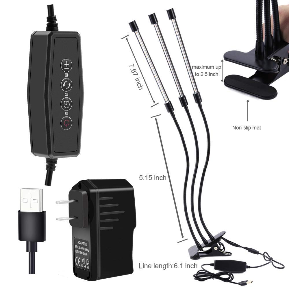 Grow Light, Grow Lights for Indoor Plants - BaoChen 30W Plant Light with Auto Turn On Function, 60 LED, 3/6/12H Timer, 5 Dimmable Modes, 3 Spectral Modes, 3 Divide Control Grow Lamp [Upgraded Switch]