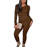 BORIFLORS Women's 2 Piece Track Suits Outfits Workout Long Sleeve Top Jogger Legging Pants Sets