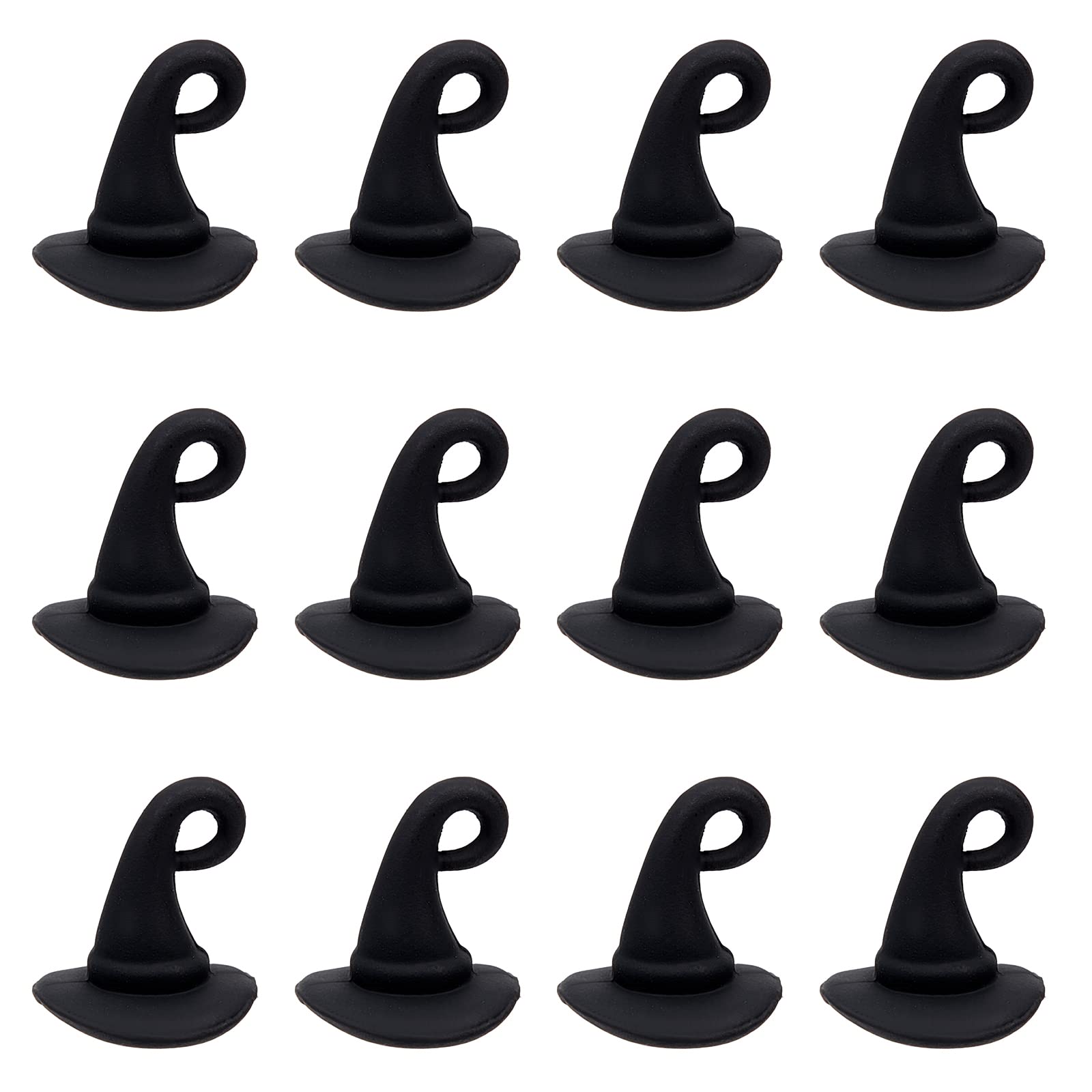 SUNNYCLUE 1 Box 40Pcs Wizard Hat Gothic Style Witch charm Halloween 3D Miniature Fairy Magic Hats Mini Cap Black Frosted Metal Charms for Jewelry Making DIY Earrings Supplies — image 1