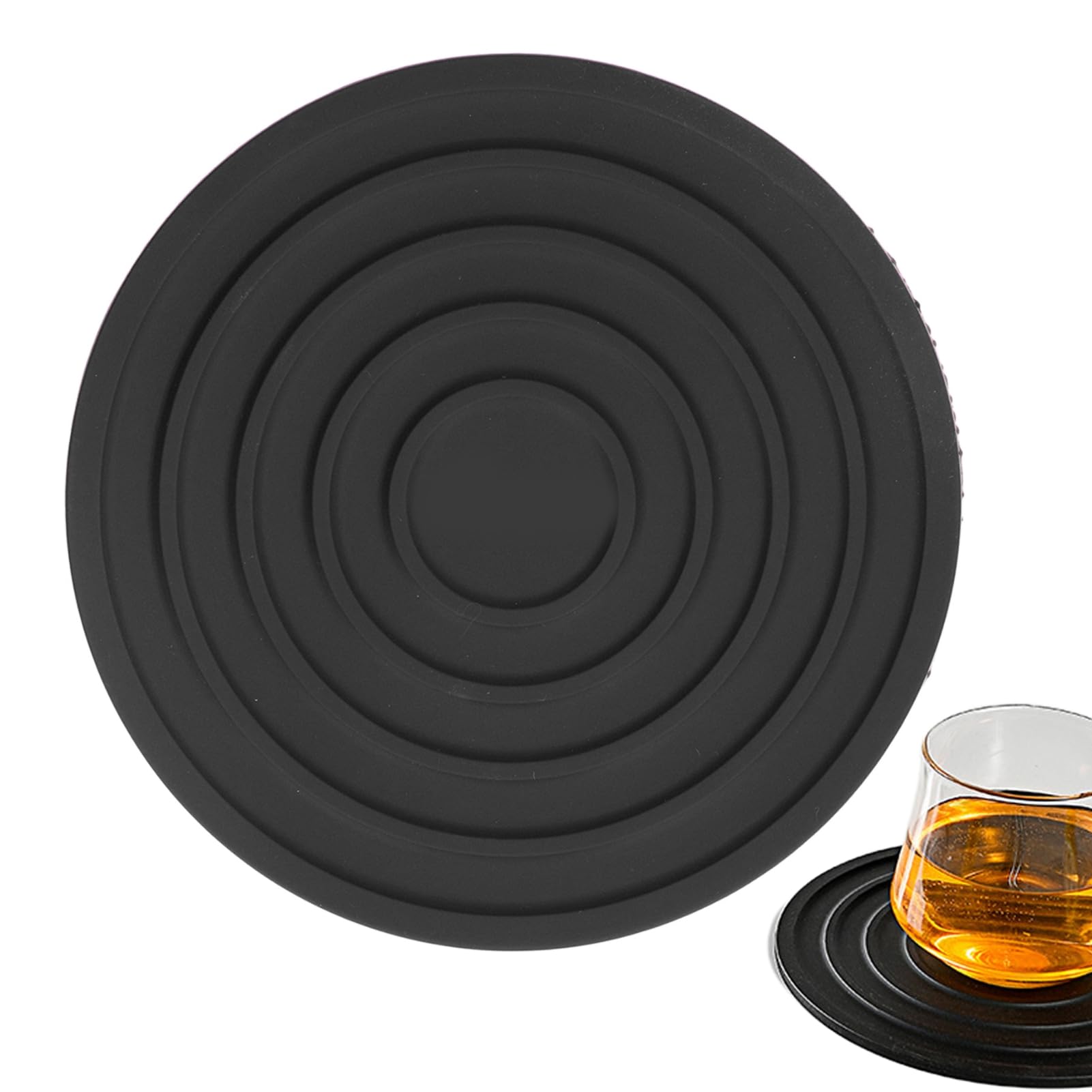 Shipenophy Silicone Trivet, Round Placemat Thickened Heat Resistant Silicone Placemat Non slip Insulation Mat Hot Mats Pads for Restaurant Home(Black)