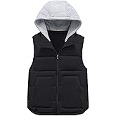 Gihuo Kid's Quilted Puffer Vest Winter Warm Sleeveless Outerwear with Removable Hood (US, Age, 9 Years, 10 Years, Black)