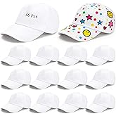16 PCS Baseball Hats Bulk,DIY White Painting Caps for Youth Kids,Adjustable Back Strap Blank Baseball Hats for Travel,Outdoor Events,Group Activities,Sport,Lightweight & Breathable,One Size Fits Most