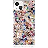 Flaunt Official Square Protective Case - Compatible with iPhone 15 - Wireless Charging - Stylish Drop Tested Shockproof Phone Case - (Rainbow Confetti Tortoise Shell)