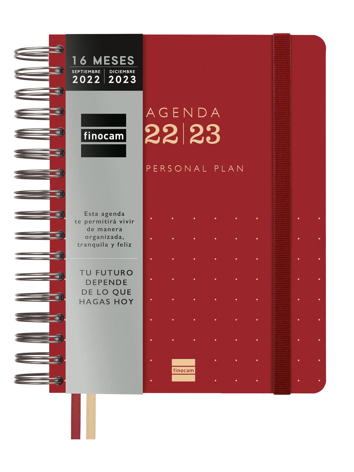 Finocam - Planner 2022 2023 Tempus 16 Month Week Vertical View September 2022 - December 2023 (16 Months) Spanish Red