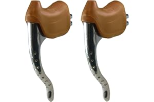 cyclingcolors Bike Brake Lever Set + Brown Lever Hoods Cycle Bicycle Retro Classic Universal 22.2MM Aluminium Fixie SINGLESPE