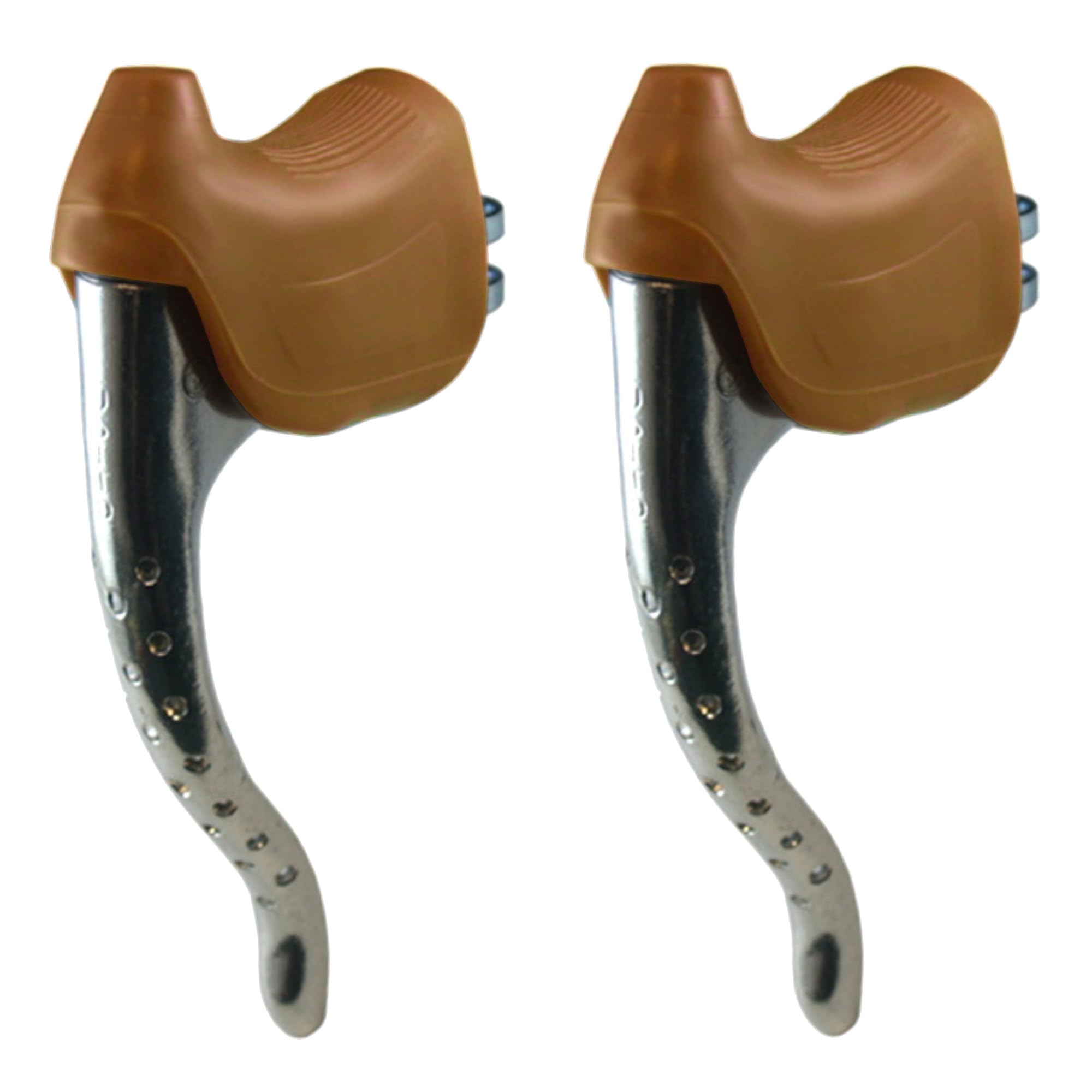 Bike Brake Lever Set + Brown Lever Hoods Cycle Bicycle Retro Classic Universal 22.2MM Aluminium Fixie SINGLESPEED Road City Retro Classic EROICA Old New NOS LEVERS