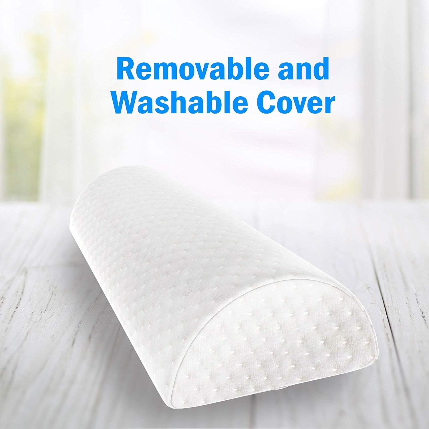 Half Moon Bolster Pillow - Knee Pillow for Back Pain Relief - Best Support for Sleeping on Side, Stomach or Back - 100% Memory Foam Semi Roll Leg Pillow with Washable Cover (XL, White): Home & Kitchen