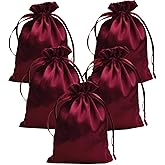Gbateri 35 PCS 5" x 7" Drawstring Gift Bags - Drawstring Favor Bags - Satin Pouch Wedding Favor Drawstring Bags - Jewelry Pouches - Fabric Gift Candy Bags for Valentine's Day, Birthday (Burgundy)