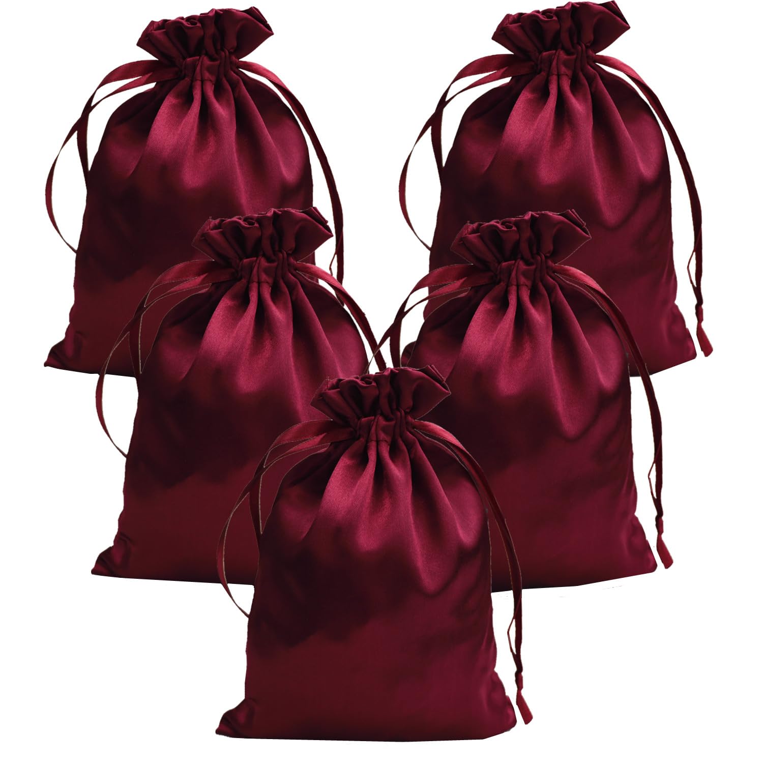 Photo 1 of Gbateri 35 PCS 5" x 7" Drawstring Gift Bags - Drawstring Favor Bags - Satin Pouch Wedding Favor Drawstring Bags - Jewelry Pouches - Fabric Gift Candy Bags for Valentine's Day, Birthday (Burgundy)