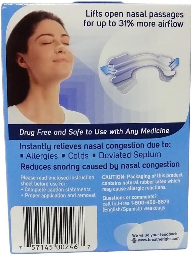Breathe Right Nasal Strips Clear Large - 30 Strips: Health & Personal Care