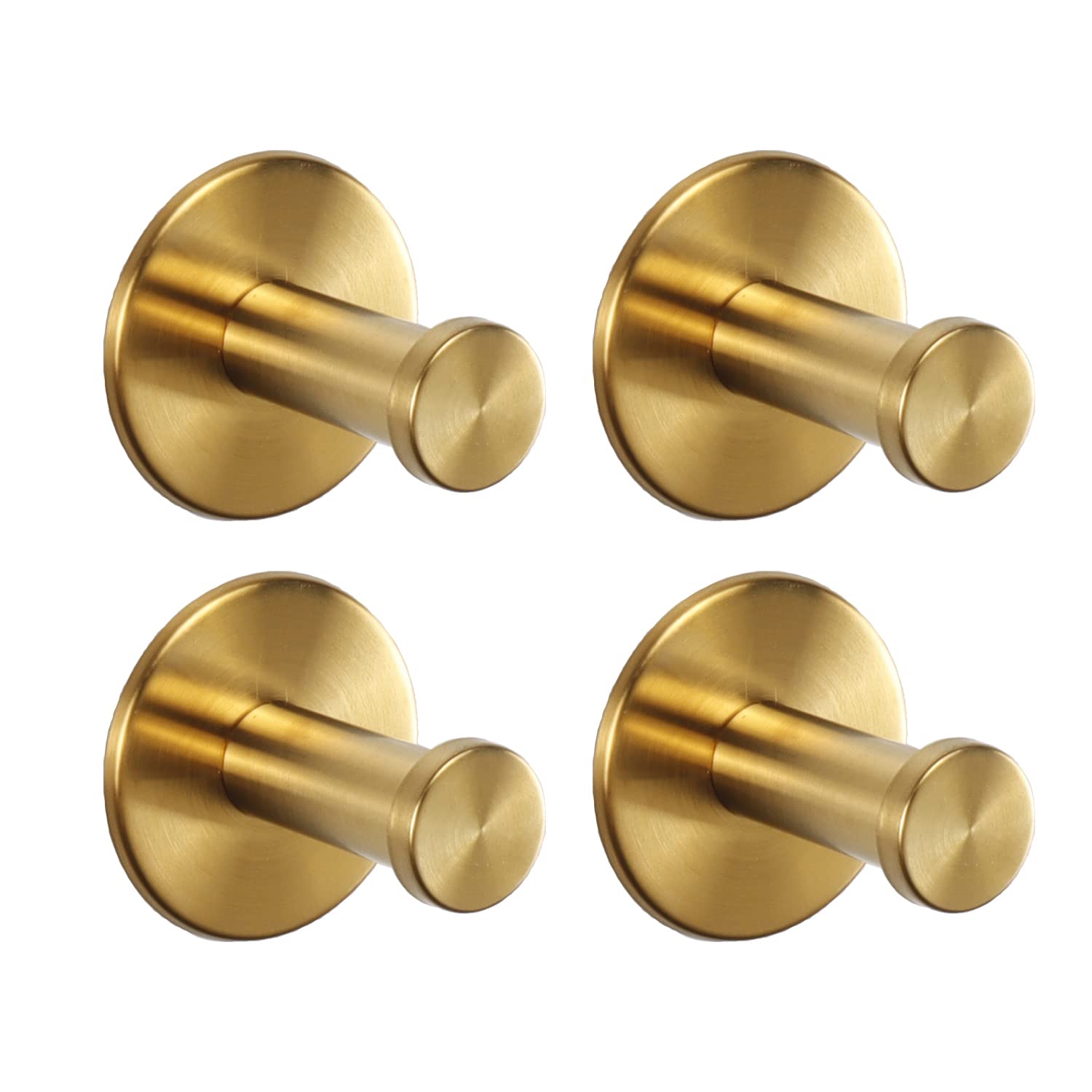 Photo 1 of Vanloory Bath Towel Hooks, 4 Pack Self Adhesive Coat Hooks, Sturdy No Drilling Robe Hook, SUS 304 Stainless Steel Heavy Duty Clothes Hanger, Wall Hooks for Bathroom Bedroom Kitchen (2 in, ?Gold)