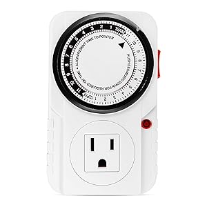 iPower 24 Hour Plug-in Mechanical Electric Outlet Timers Switch Programmable Indoor, Accurate Heavy Duty 3-Prong for Lamps Fans Christmas String Lights, AC 1725W 1/2 HP, UL Listed, White