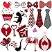OULII Valentines Day Photo Booth Props Wedding Bridal Shower Photo Booth Prop with Sticks for Valentine's Day Wedding Party Supplies 47 Pieces