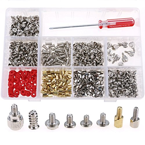Glarks 660-Pieces Phillips Head Computer PC Spacer Screws Assortment Kit for Hard Drive Computer Case Motherboard fan power graphics (Extra: Phillips Screwdriver)