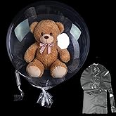 HKYOOD Large Clear Balloons for Stuffing - 15 Pack 30 inch Big Extra Wide Mouth Bobo Balloons for Stuffing, Bulk Transparent Balloon Set For Valentine's Day Birthday Baby Showers Party Decorations