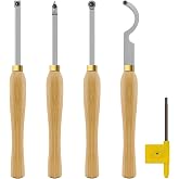 CDBP Mini Carbide Turning Tool Set Replaceable Tip Woodturning chisel 4 Pcs | 4pc Rougher Finisher Detailer Hollower, 4 carbide inserts, Beech handles, Hardwood softwood