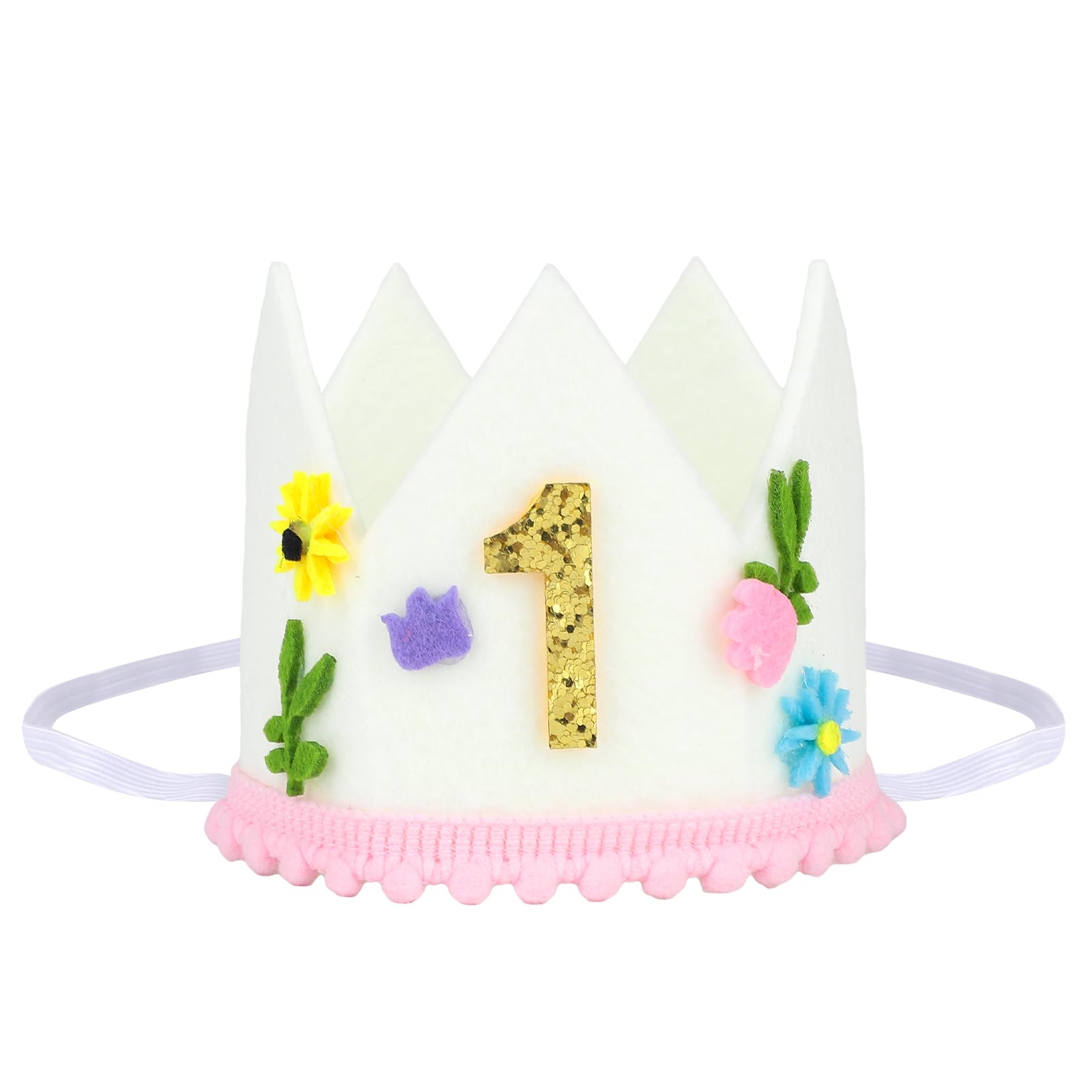 BOXOB Wildflower 1st Birthday Hat, Floral Crown for Baby Girl Adorable Wild Flower First Birthday Party Decorations Perfect for Cake Smash Photo Props
