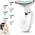 Facial Beauty Device, Face Massager Tool for Skin Care, Based on Triple Action LED, Thermal, and Vibration Technologies, Red and Blue LED Light, 7 Color Led Face and Neck Massager for Home Use