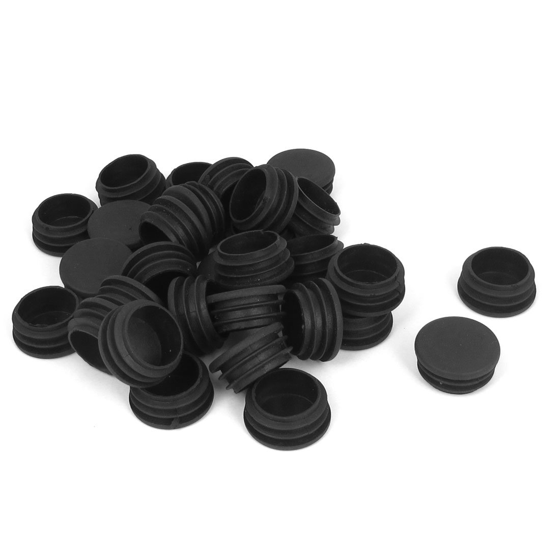 sourcing map Plastic Round Tubing Hole End Cap Cover Pipe Tube Inserts 32mm 30pcs Black