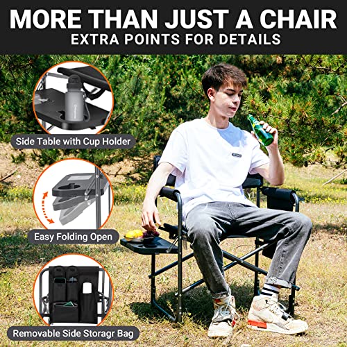 KingCamp Folding Camping Chair, Heavy Duty Portable Directors Style