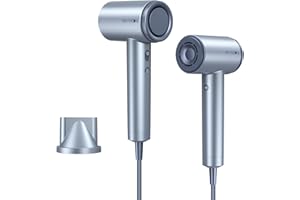 SKYMOON Ionic Hair Dryer, Lightweight Ionic Blow Dryer with 110,000 RPM High Speed Motor for Fast Drying, 1400W Thermal-Control 4 Temps/3 Speeds Hairdryer for Home & Travel, Silver Blue