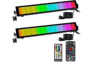 YEESITE LED Stage Wash Light Bar - 2Pack 48W RGB DJ Light Bar IP66 Waterproof by Smart APP & Remote Control Wall Washer Uplight for Garden Stage Lighting Events Home Decoration Wall Display
