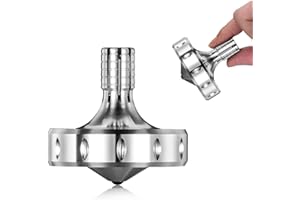 CHEETOP Precision Metal Spinning Top, Long Lasting Spin Time and Perfect Balance, Skilled Adult Easily Exceed 10 Mins, Portable Stainless Steel EDC Office Desktop Game Toys (M, Silver)