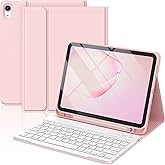 BQSS for iPad Air 11 Inch Case with Keyboard M3/M2 (2025/2024), Wireless Keyboard Case for iPad Air 10.9 Inch 5th/4th Generation (2022/2020) Detachable for iPad Pro 1st Case with Pencil Holder Pink