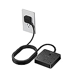 Black Surge Protector Power Strip, TESSAN Flat Plug