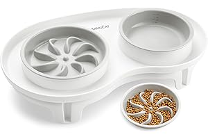 BIUBIUCAT Elevated Cat Slow Feeder Bowl: Anti-Vomiting Bloat Stop Raised Food & Water Bowl for Kitten Healthy Eating - No-Spill/Non-Slip Shallow Puzzle Bowl for Puppy Small Dogs