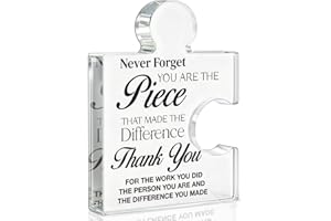 YIGAUE Thank You Appreciation Gifts for Coworkers, Retirement Goodbye Gift for Coworkers Colleagues Employees, Never Forget You Are the Piece That Made the Difference Acrylic Puzzle Piece Plaque Office Decor
