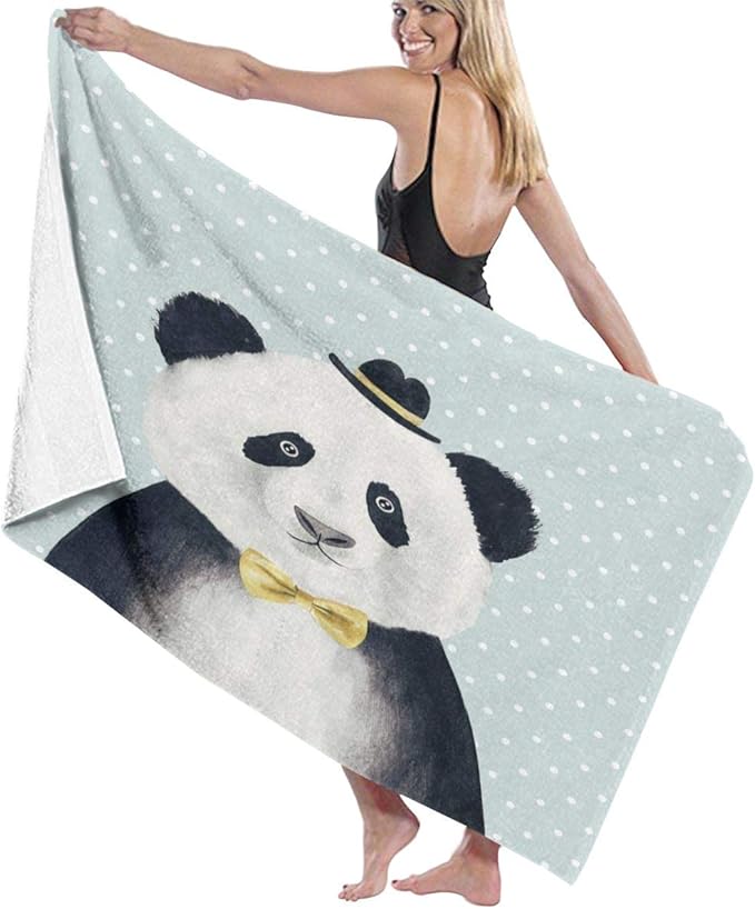 Toallas de baño con diseño de panda en el sombrero, hipster, animal