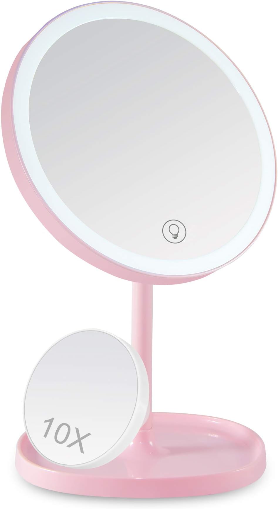 Sailstar LED Makeup Mirror, 4000K Makeup Mirror with Lights, Touch Screen Dimming, 1X/10X Magnification, 180 Degree Rotation, Support USB Charging, Detachable Portable Mirror