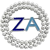 Elegant Sorority Metal Brooch With Greek Letter ZA Enamel Imitation Pearl Brooch Pin ZETA AMICAE Sorority Symbol Perfect Accessory For ZA Members