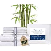 Therapedic 1000TC California King 6-Piece Sheet Set - 100% Organic Rayon Derived from Bamboo Blend with Cooling Fiber, Ideal for Hot Sleepers - 16" Deep Pocket Fitted Sheet, 4 - Pillowcases - White
