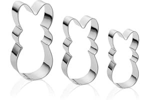 MAYKITO Easter Bunny Cookie Cutter Set -3 Pieces - Stainless Steel Assorted Sizes