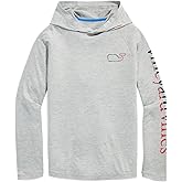 vineyard vines mens On-the-go Whale Outline Long-sleeve Harbor Performance Hoodie Tee