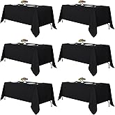 Fitable Black Tablecloths for Rectangle Tables, 6 Pack - 70 x 120 Inches - Reusable and Washable Table Clothes for 6-8 Ft Tables, Polyester Fabric Table Covers for Wedding, Party, Banquet