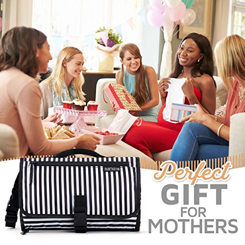 Portable Diaper Changing Pad Clutch, Travel Changer Kit for Baby and Infant with Extra Long Mat by Pantheon, Holds Diapers and Wipes - Thumbnail 6