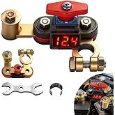 LED Battery Cut Off Switch, 12V-24V Rotary Pure Copper Disconnect Isolator | LED voltage monitor &plusmn;0.1V tolerance, rotary power cutoff, copper terminal, anti drain protection for auto RV boat marine