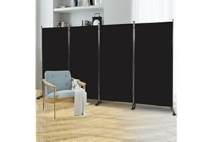 HOMSCREENER Room Divider 6FT Folding Privacy Screens, 4 Panel Partition Room Dividers w/Freestanding Design, Portable Wall Divider for Room Separtation, Fabric Screen Panel for Home Office Bedroom Dorm