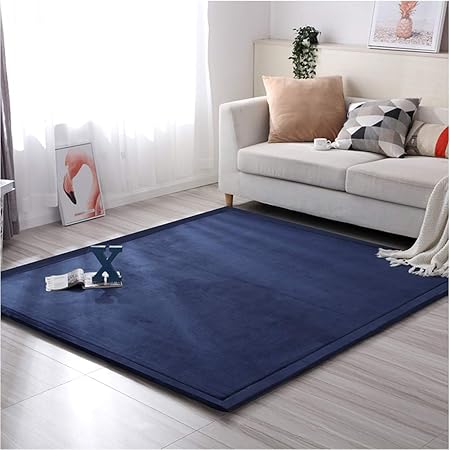 Tam88 Soft Living Room Non Slip Rugs Rectangle Solid Color Washable Room Doormat Modern Decorative Children Bedroom Carpet Navy Blue 100x200cm Amazon Co Uk Kitchen Home