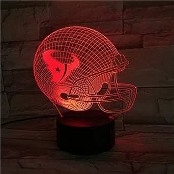 Luz nocturna 3D casco de rugby Nfl lámpara USB 7 colores toques luces