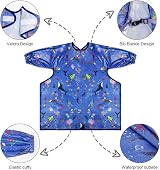 Vicloon Baby Bibs with Sleeves Coverall Waterproof Feeding Bib Ocean view 3