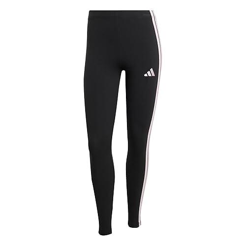 adidas Women's Essentials 3-Stripes Cotton Leggings, Black/Clear Pink
